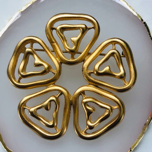 Vintage Gold Plate Brooch FO Fernando Original Brooch Pin - Picture 2 of 8